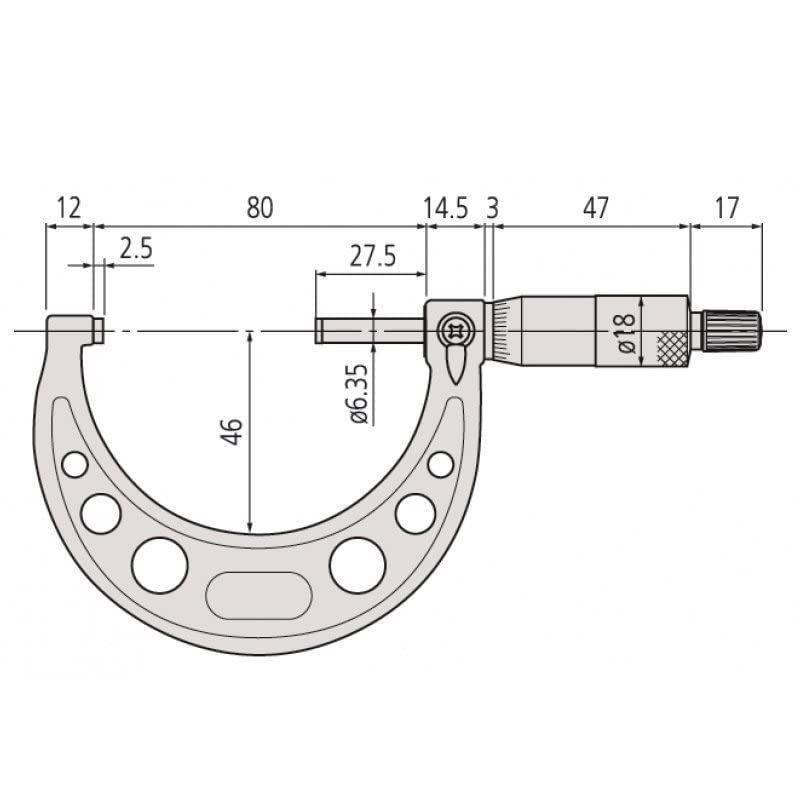 Mitutoyo 103-179 Outside Micrometer, Baked-enamel Finish, Ratchet Stop, 2-3" Range, 0.001" Graduation, +/-0.0001" Accuracy - Image 2
